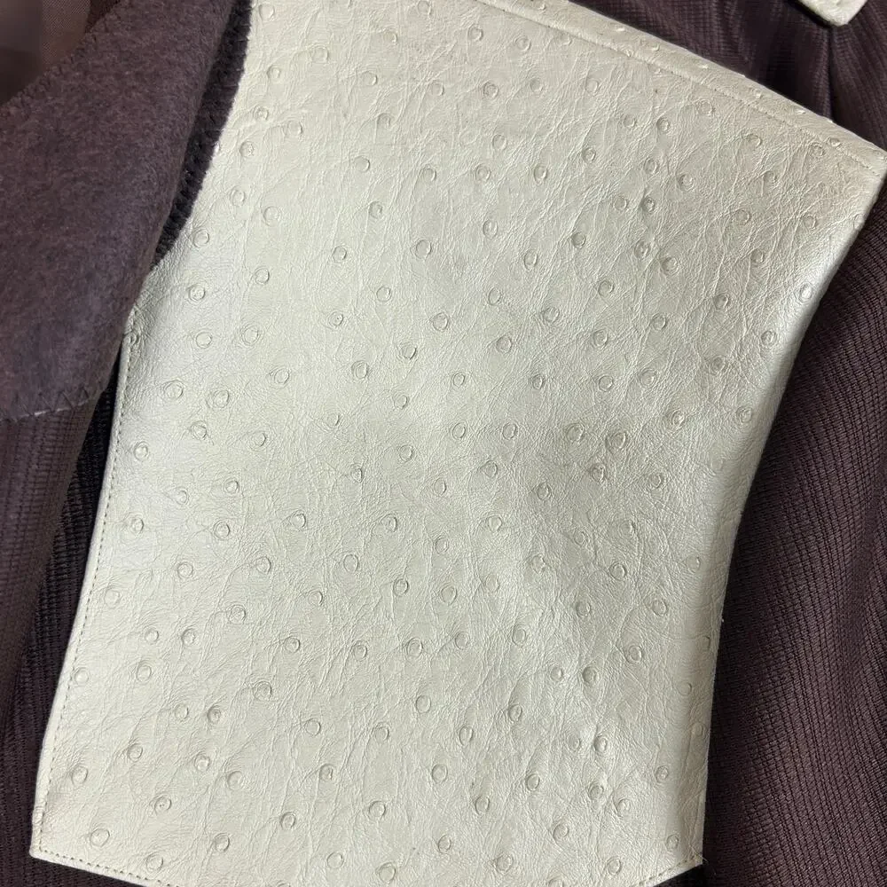 Saxifon Western Faux Ostrich Leather Suit Jacket Pants Brown/Ivory Men's 42/36